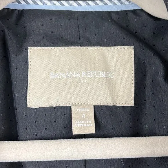 Banana Republic womens petite 4 long sleeve gray jacket wool blend blazer