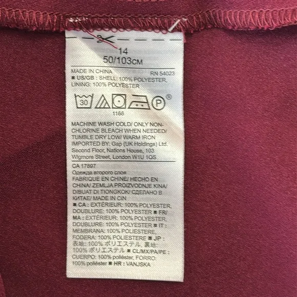 Banana Republic x Olivia Palermo Burgundy Satin Bias Cut Asymmetrical Skirt