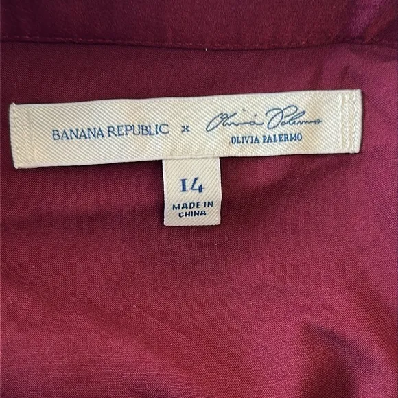 Banana Republic x Olivia Palermo Burgundy Satin Bias Cut Asymmetrical Skirt