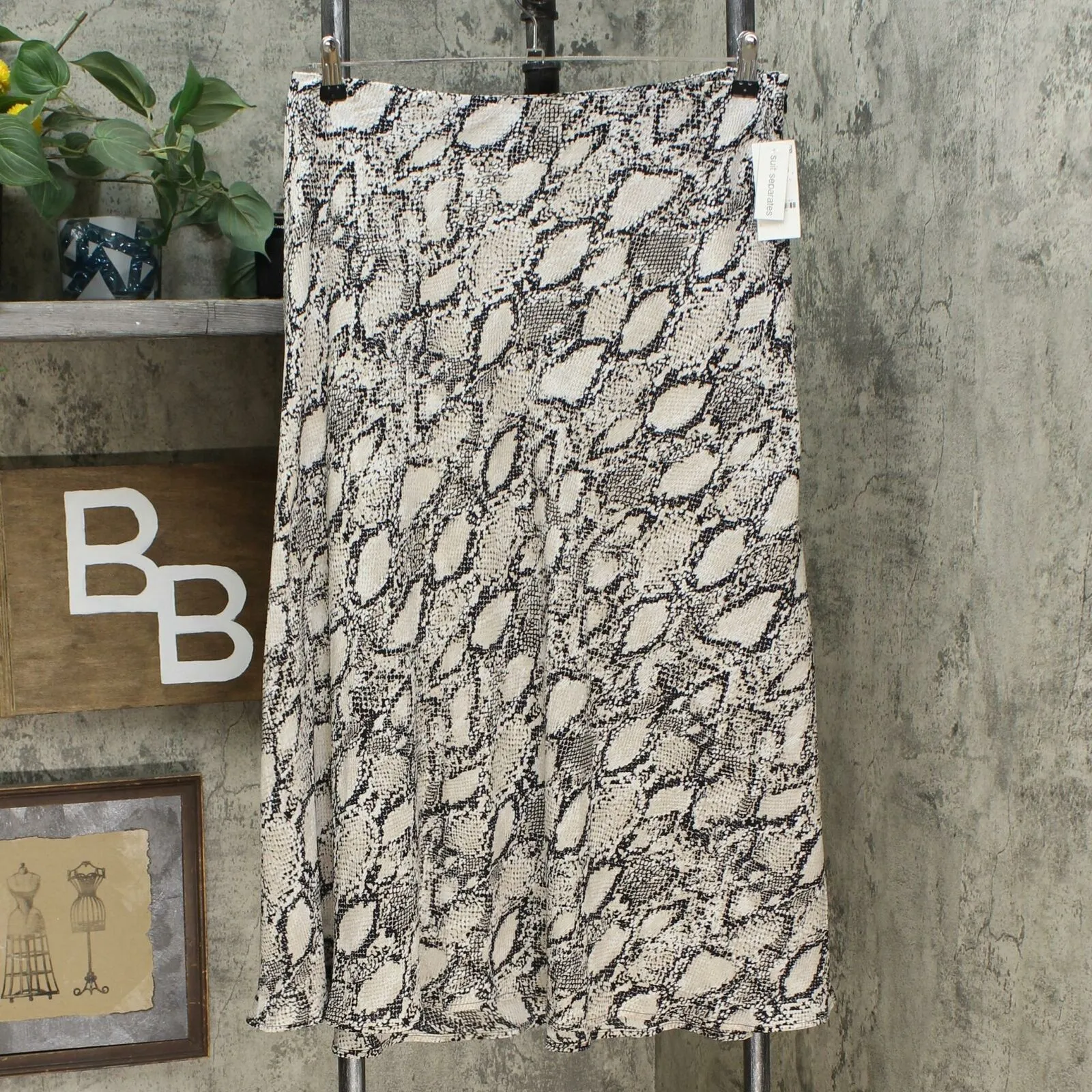 Bar III Women's Plus Size Snake Print Midi Skirt