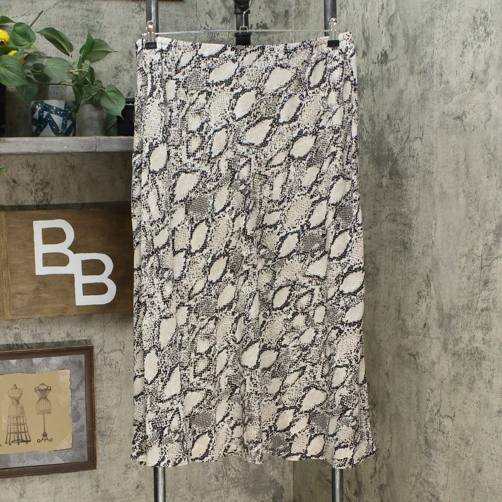 Bar III Women's Plus Size Snake Print Midi Skirt