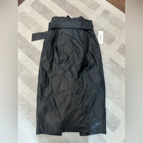 Bardot Women’s Wrap Button Pu Skirt In Black Faux Leather NWT (Size S/6)