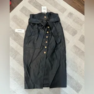 Bardot Women’s Wrap Button Pu Skirt In Black Faux Leather NWT (Size S/6)