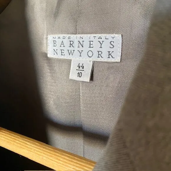 Barney's Long Blazer Wool/Cashmere Lined Gray Made in Italy Women's 44 (US 10)