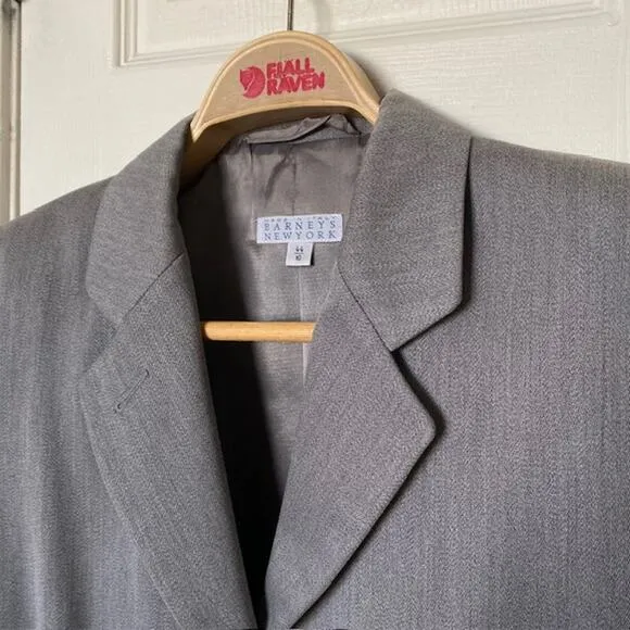 Barney's Long Blazer Wool/Cashmere Lined Gray Made in Italy Women's 44 (US 10)