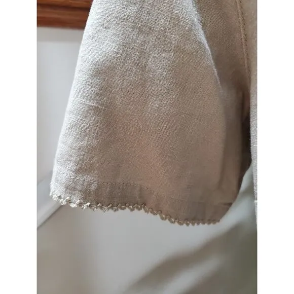 Basic Editions Women's Beige Linen Single Breasted Blazer &amp; Skirt 2 Pc's Suit XL