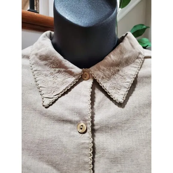 Basic Editions Women's Beige Linen Single Breasted Blazer &amp; Skirt 2 Pc's Suit XL