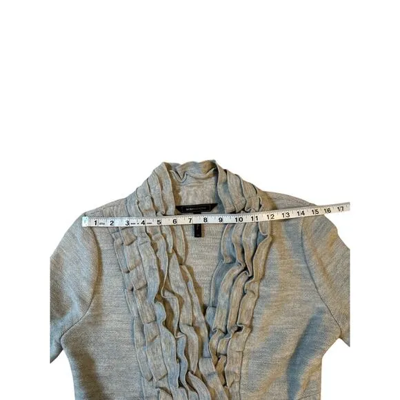 BCBG MaxAzria jacket Womens 100% wool blazer sweater with Sweater Ruffle XS
