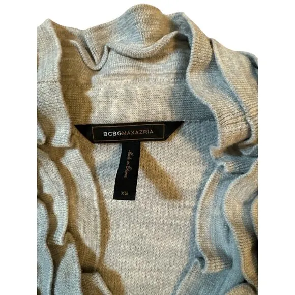 BCBG MaxAzria jacket Womens 100% wool blazer sweater with Sweater Ruffle XS