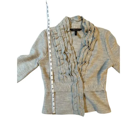 BCBG MaxAzria jacket Womens 100% wool blazer sweater with Sweater Ruffle XS