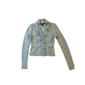 BCBG MaxAzria jacket Womens 100% wool blazer sweater with Sweater Ruffle XS
