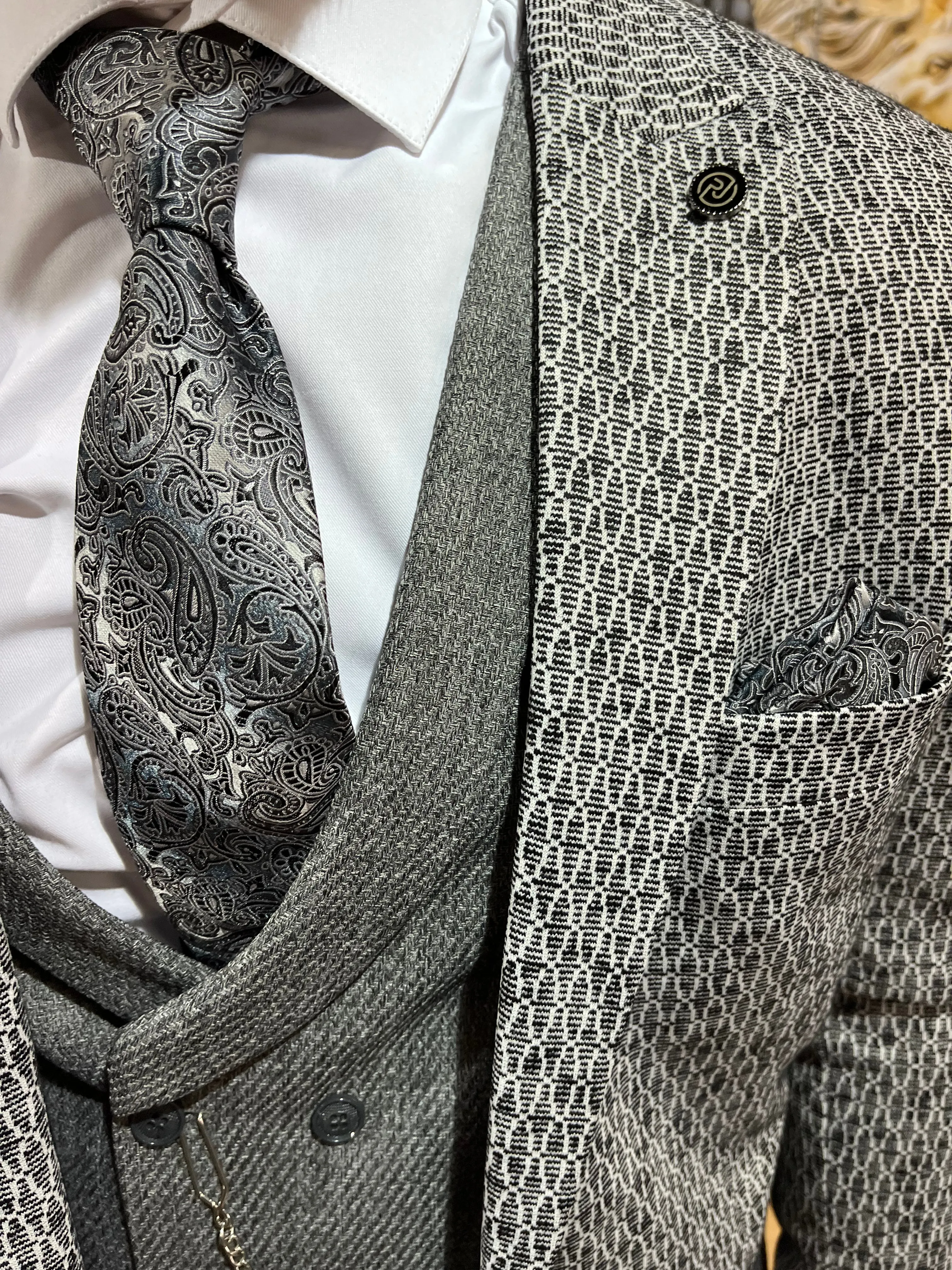 Beckham - Grey/Black 3 Piece Suit