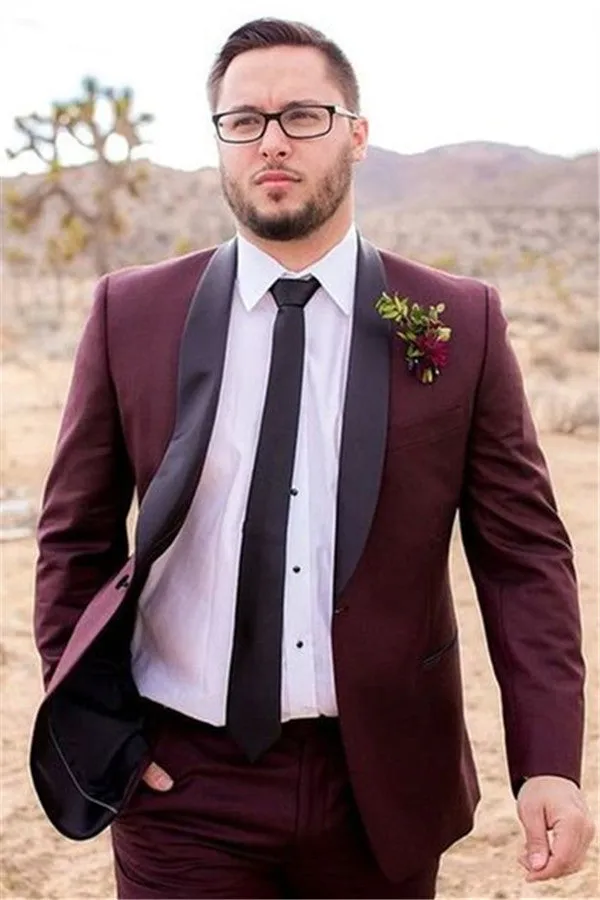 Bespoke Burgundy Mens Suit Groom Suit Wedding Suits For Best Men Slim Fit Groom Tuxedos