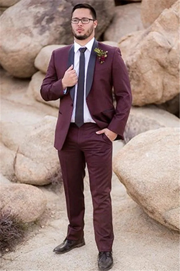 Bespoke Burgundy Mens Suit Groom Suit Wedding Suits For Best Men Slim Fit Groom Tuxedos