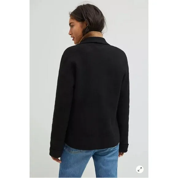 Black Anthropologie Wool Blend Button Front Long Sleeve Sweater Blazer (NWT)