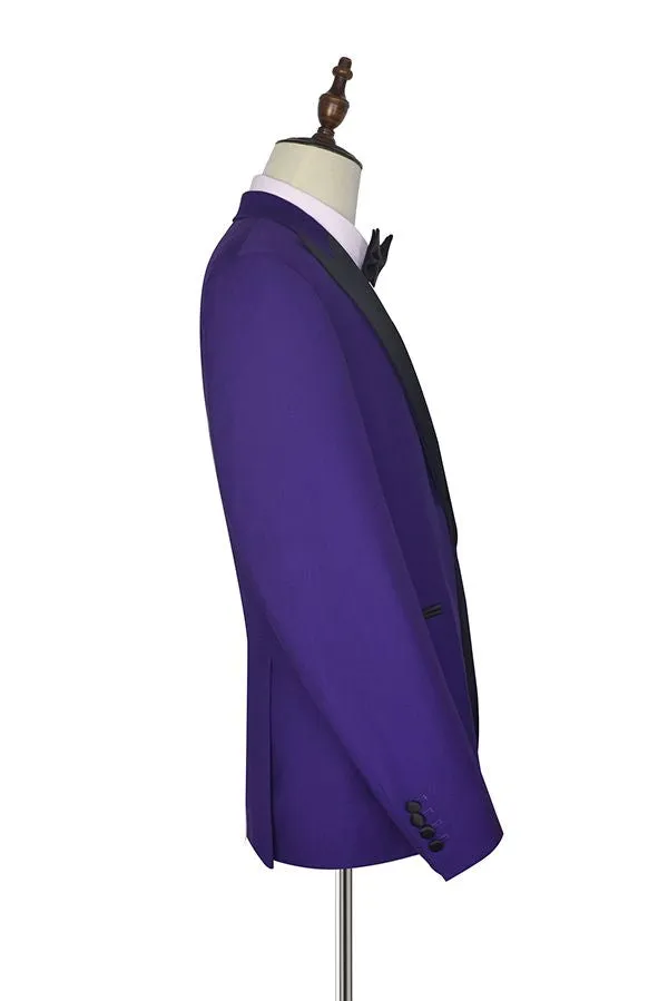 Black Silk Peak Lapel Three Piece Wedding Tuxedos Mens Suits with Vest for Prom