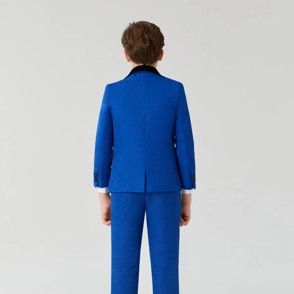 Blue Brocade with Black Lapels