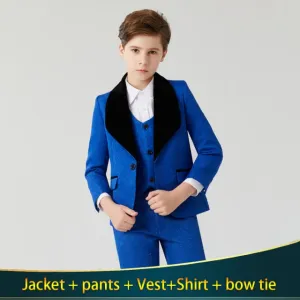 Blue Brocade with Black Lapels