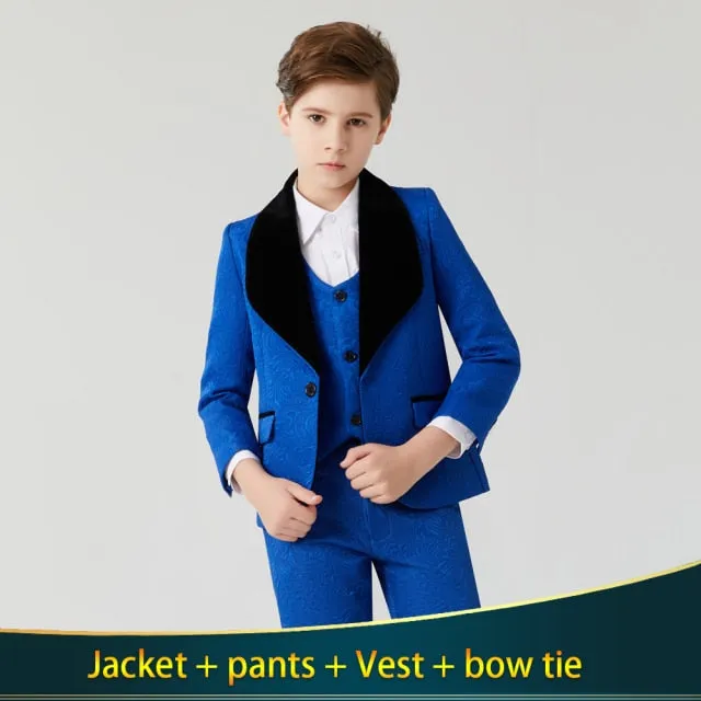 Blue Brocade with Black Lapels