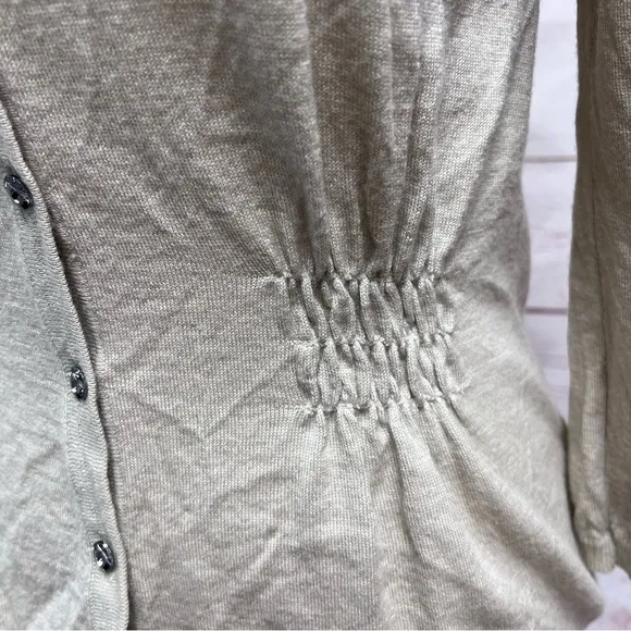 Boden Tan Cream Wool Peplum Fitted Blazer Crystal Buttons
