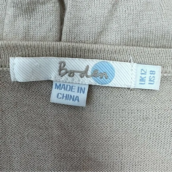Boden Tan Cream Wool Peplum Fitted Blazer Crystal Buttons