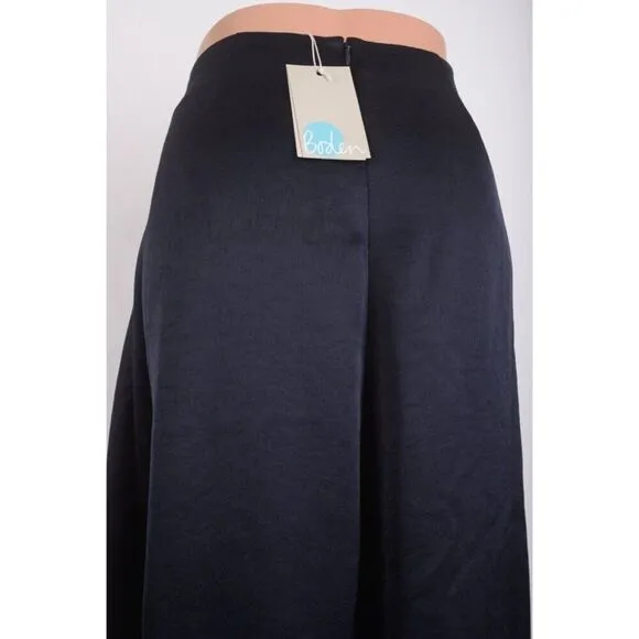 Boden Womens Epsom Midi Skirt Navy blue Tulip Cut Sheen UK 14 US 10 NWT T0252