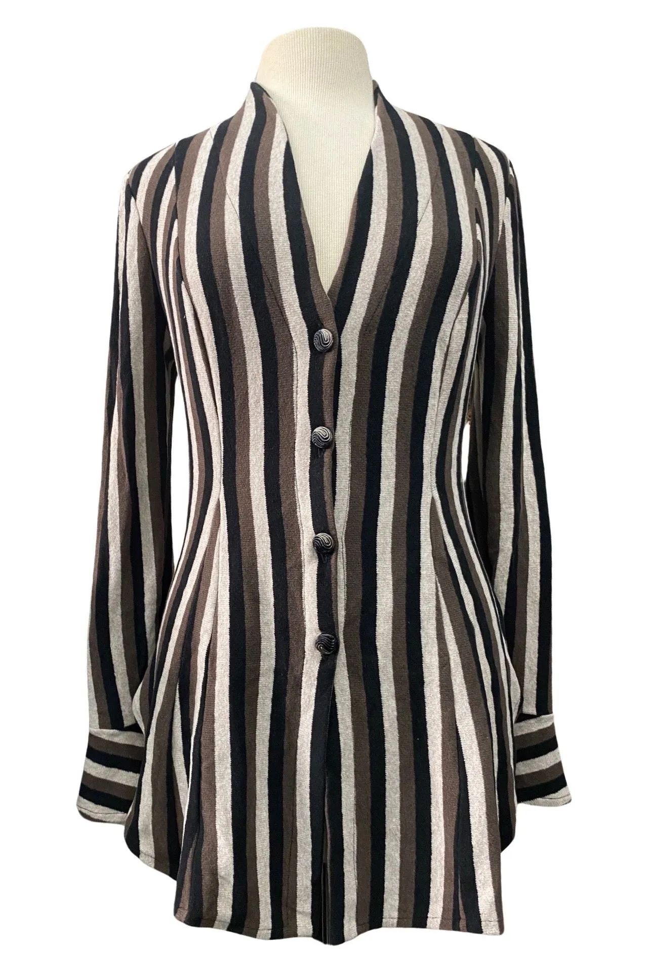 BONNIE  Long Sleeve Button Down Striped Crdigan