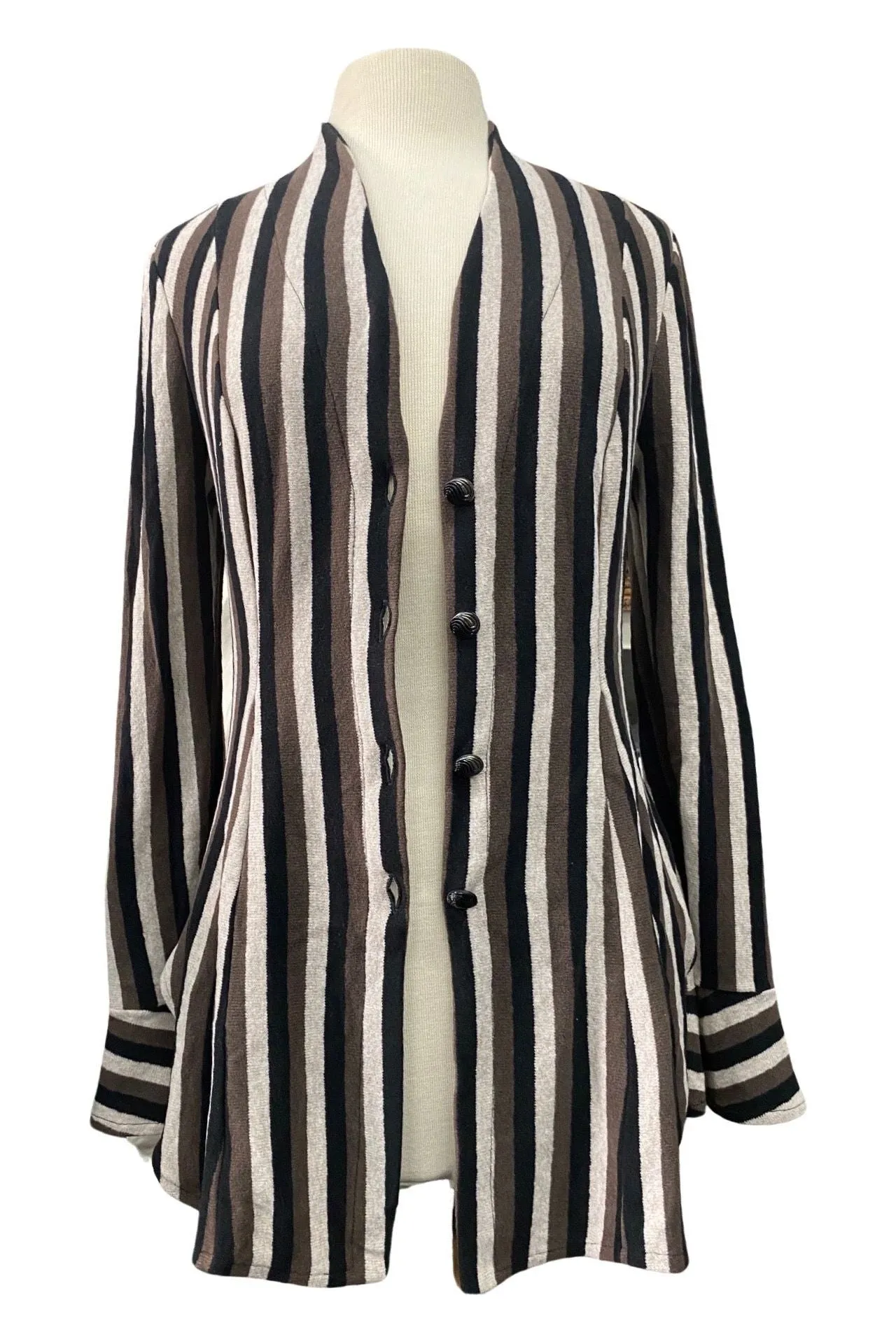 BONNIE  Long Sleeve Button Down Striped Crdigan