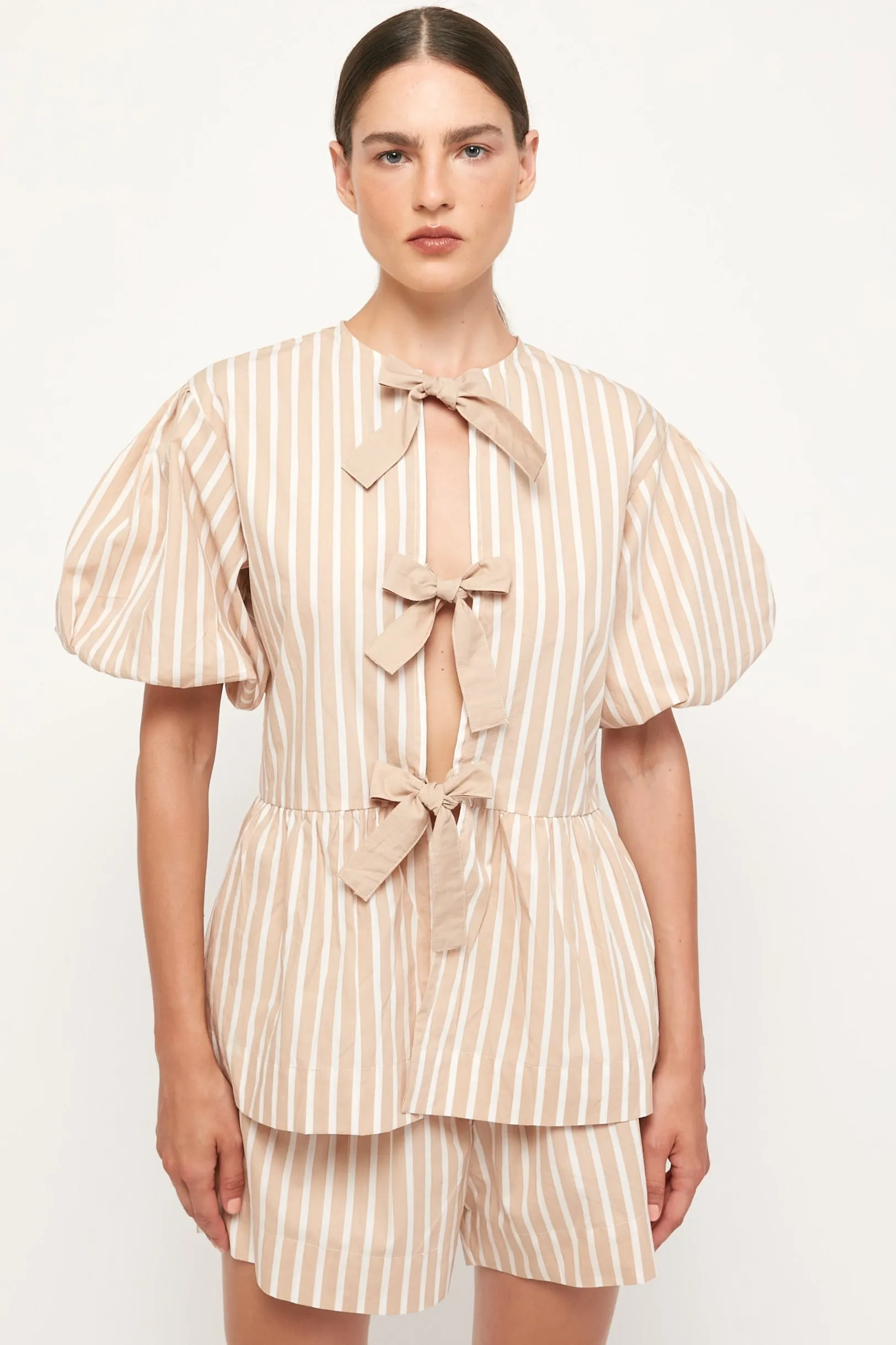 Bow Tie Peplum Blouse | Classic Short