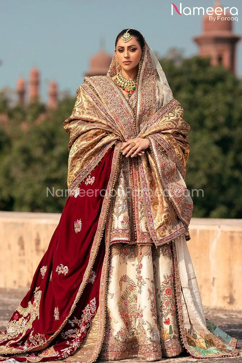 Bridal Silk Lehenga and Peplum Shirt Pakistani #BS167