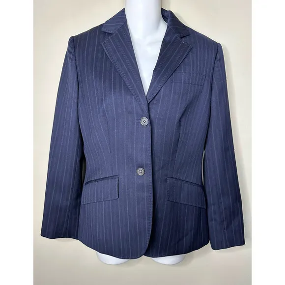 Brooks Brothers 100%wool Blazer Jacket Classic Navy Pinstriped Lined in Silk ~4