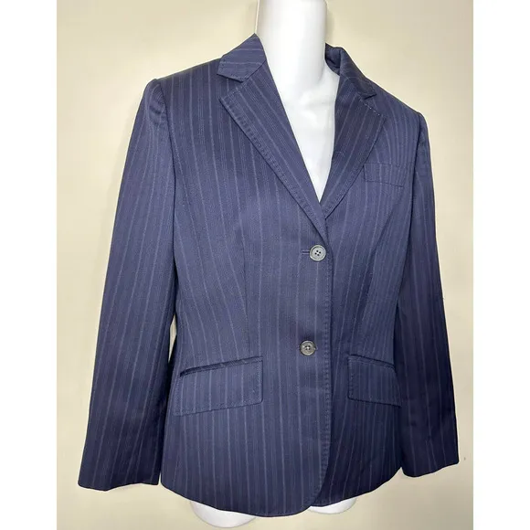 Brooks Brothers 100%wool Blazer Jacket Classic Navy Pinstriped Lined in Silk ~4