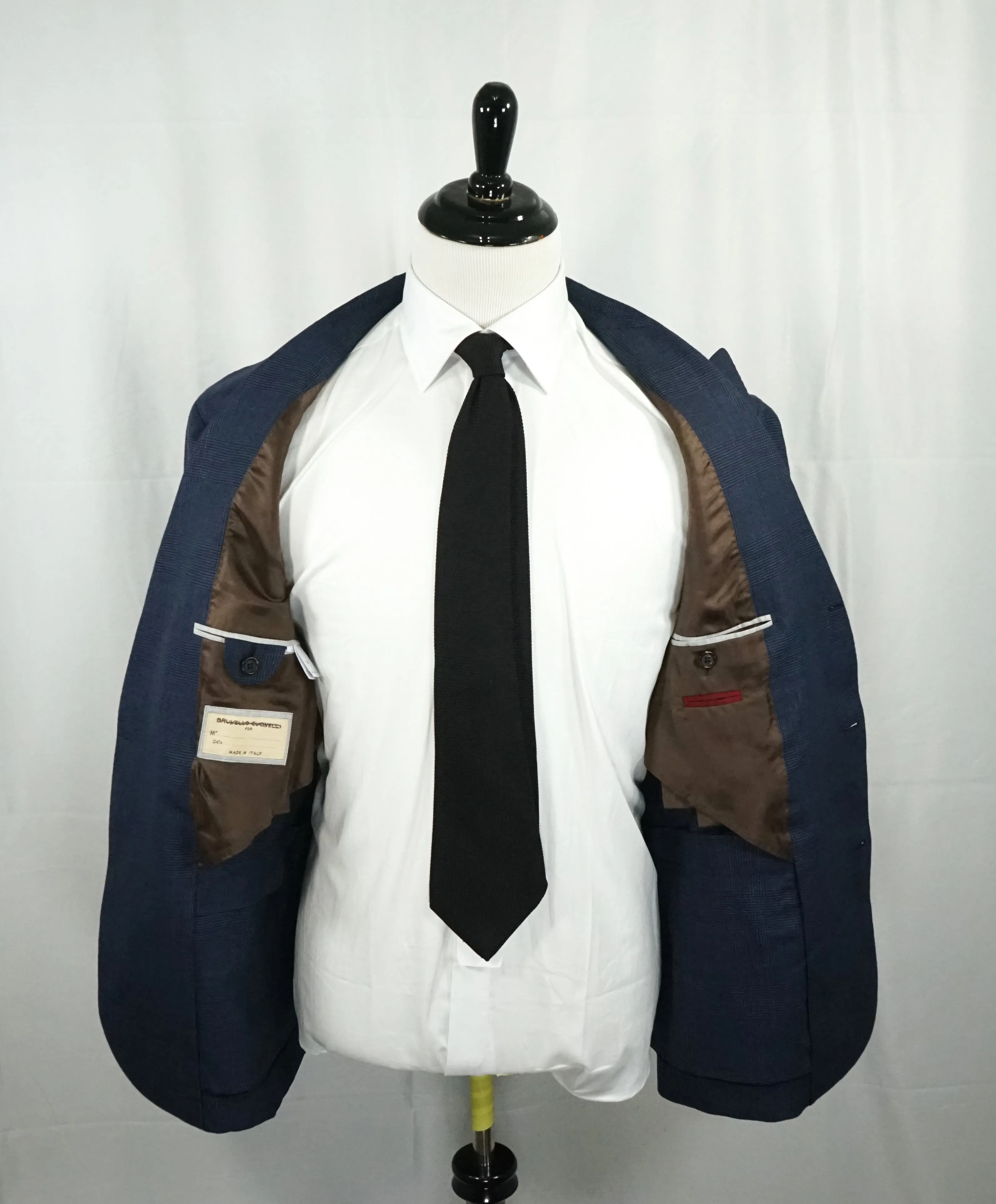 BRUNELLO CUCINELLI - Bold Blue Plaid Wool/Linen/Silk Blazer - 48R