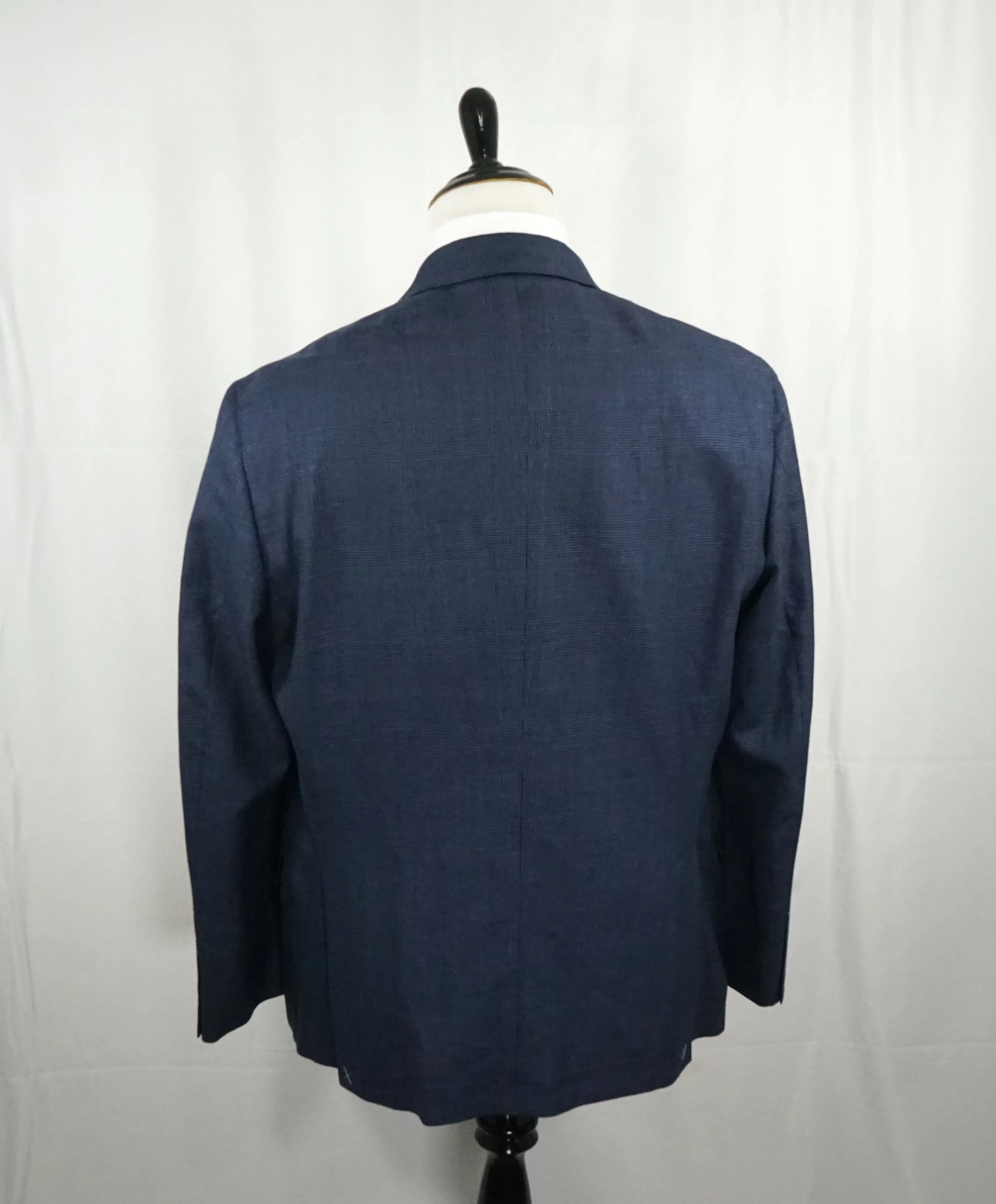 BRUNELLO CUCINELLI - Bold Blue Plaid Wool/Linen/Silk Blazer - 48R