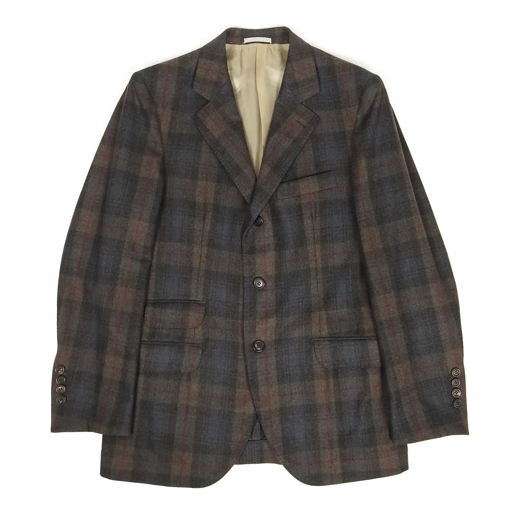Brunello Cucinelli Brown Check Blazer Size 50