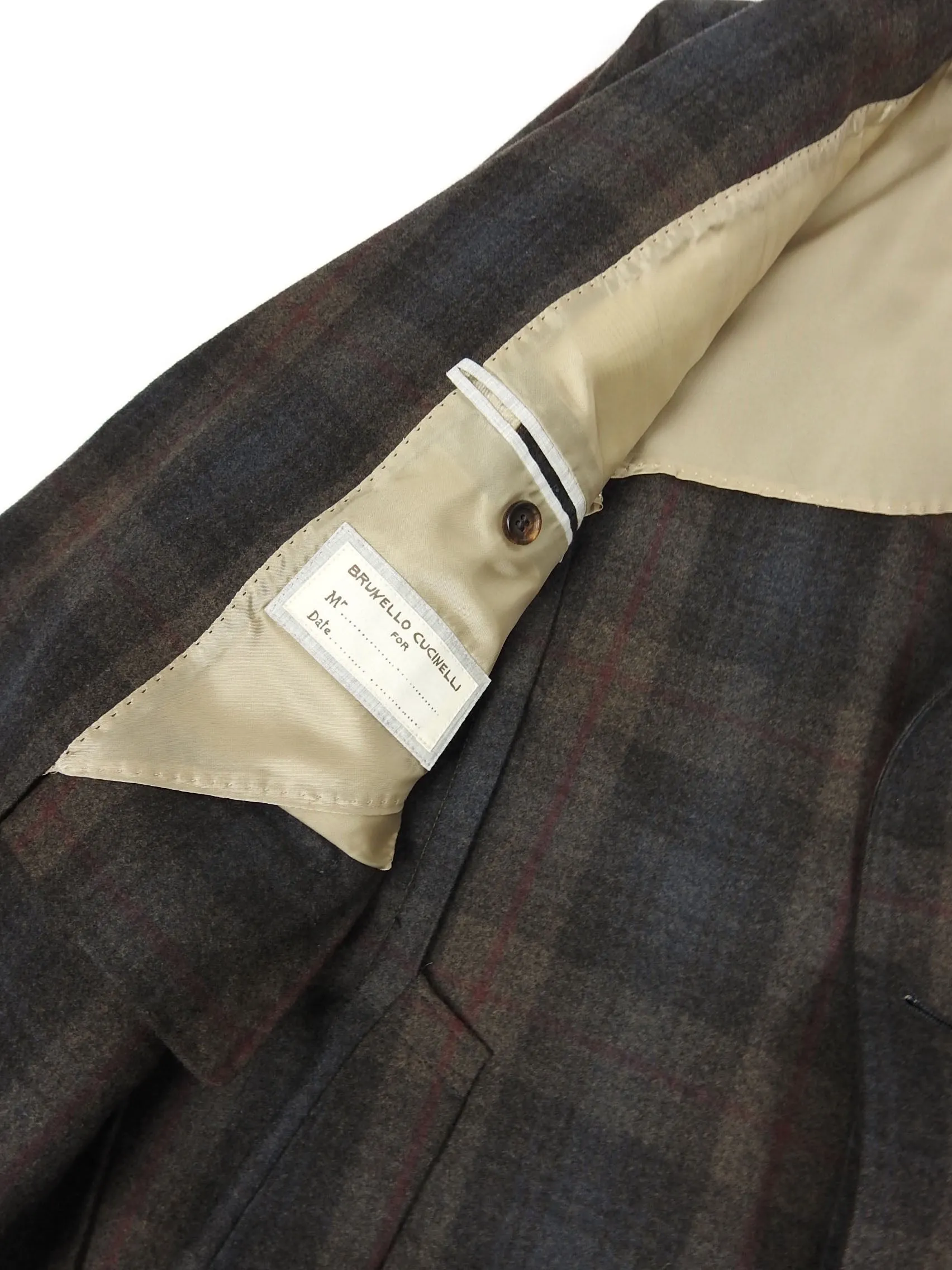 Brunello Cucinelli Brown Check Blazer Size 50