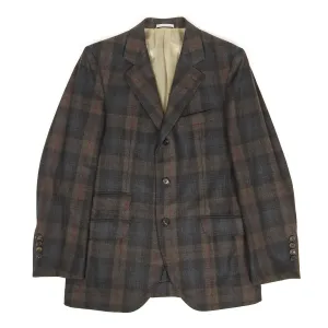 Brunello Cucinelli Brown Check Blazer Size 50