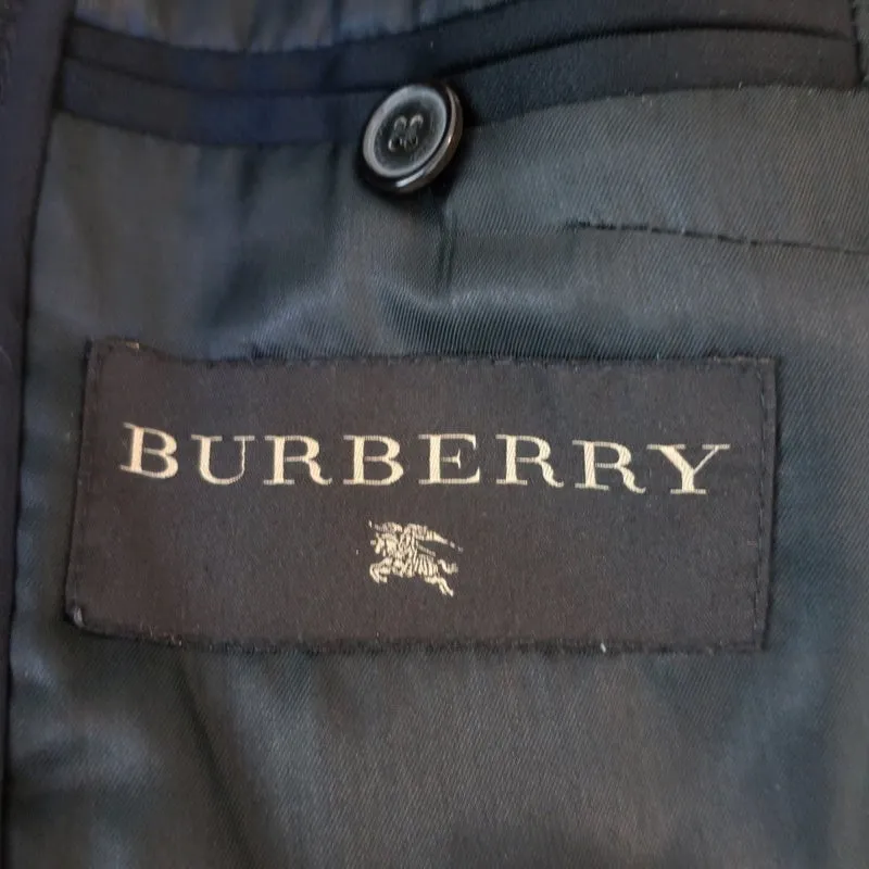 Burberry Blazer Black Stretch Wool Satin Size 40 One-Button Jacket