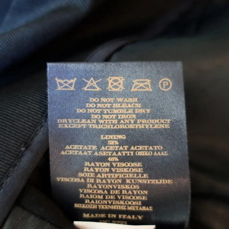 Burberry Blazer Black Stretch Wool Satin Size 40 One-Button Jacket