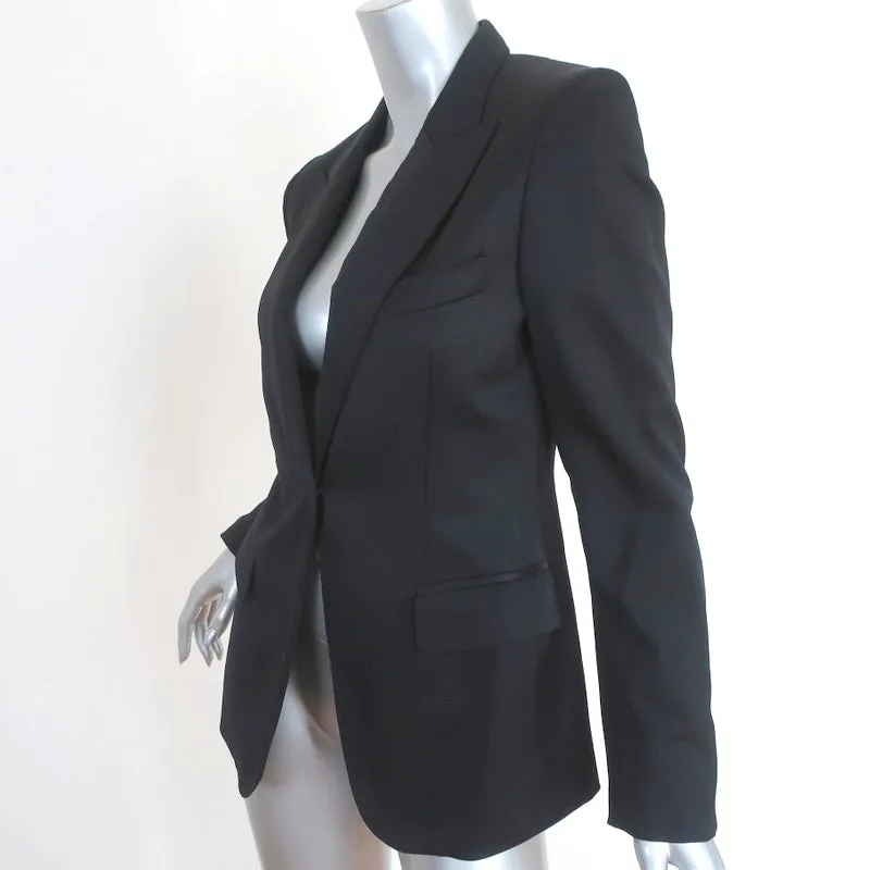 Burberry Blazer Black Stretch Wool Satin Size 40 One-Button Jacket