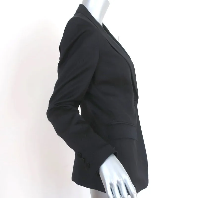 Burberry Blazer Black Stretch Wool Satin Size 40 One-Button Jacket