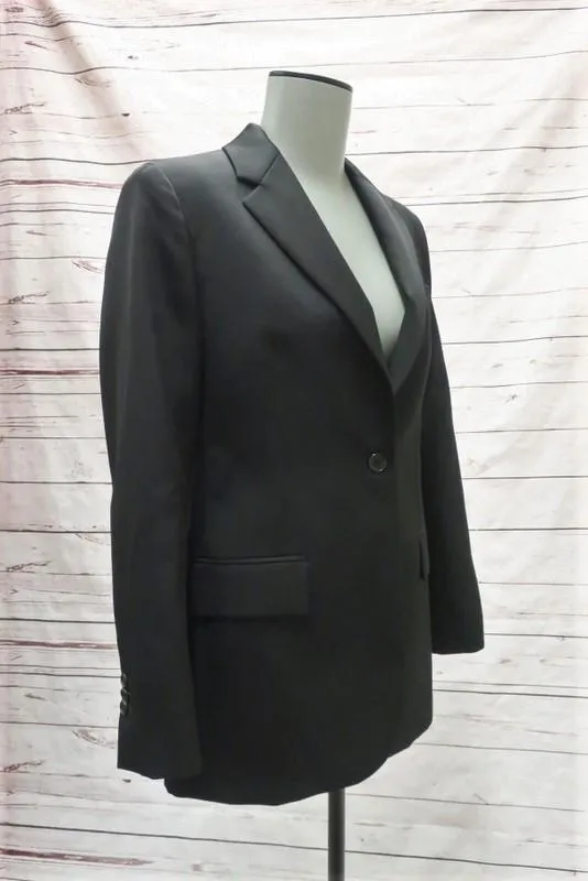 CALVIN KLEIN 205W39NYC Blazer Black Wool Twill Size 2 One-Button Jacket