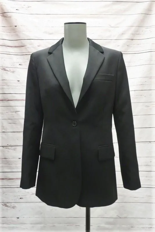 CALVIN KLEIN 205W39NYC Blazer Black Wool Twill Size 2 One-Button Jacket