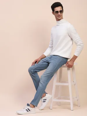 Camla Barcelona White Mock Neck Full Sleeve Sweater