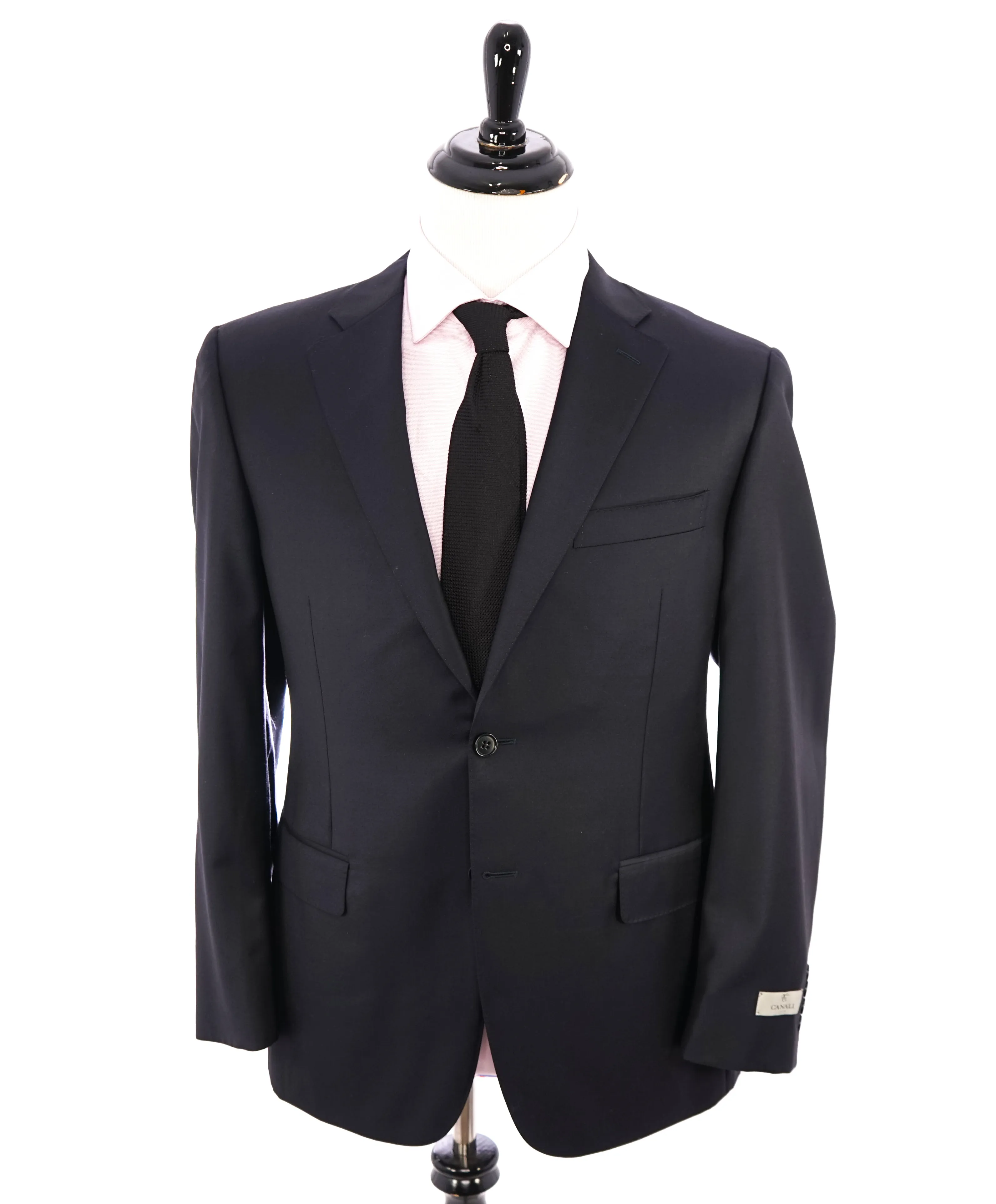 CANALI - *CLOSET STAPLE*  Solid Navy Blue Notch Lapel Suit - 40R