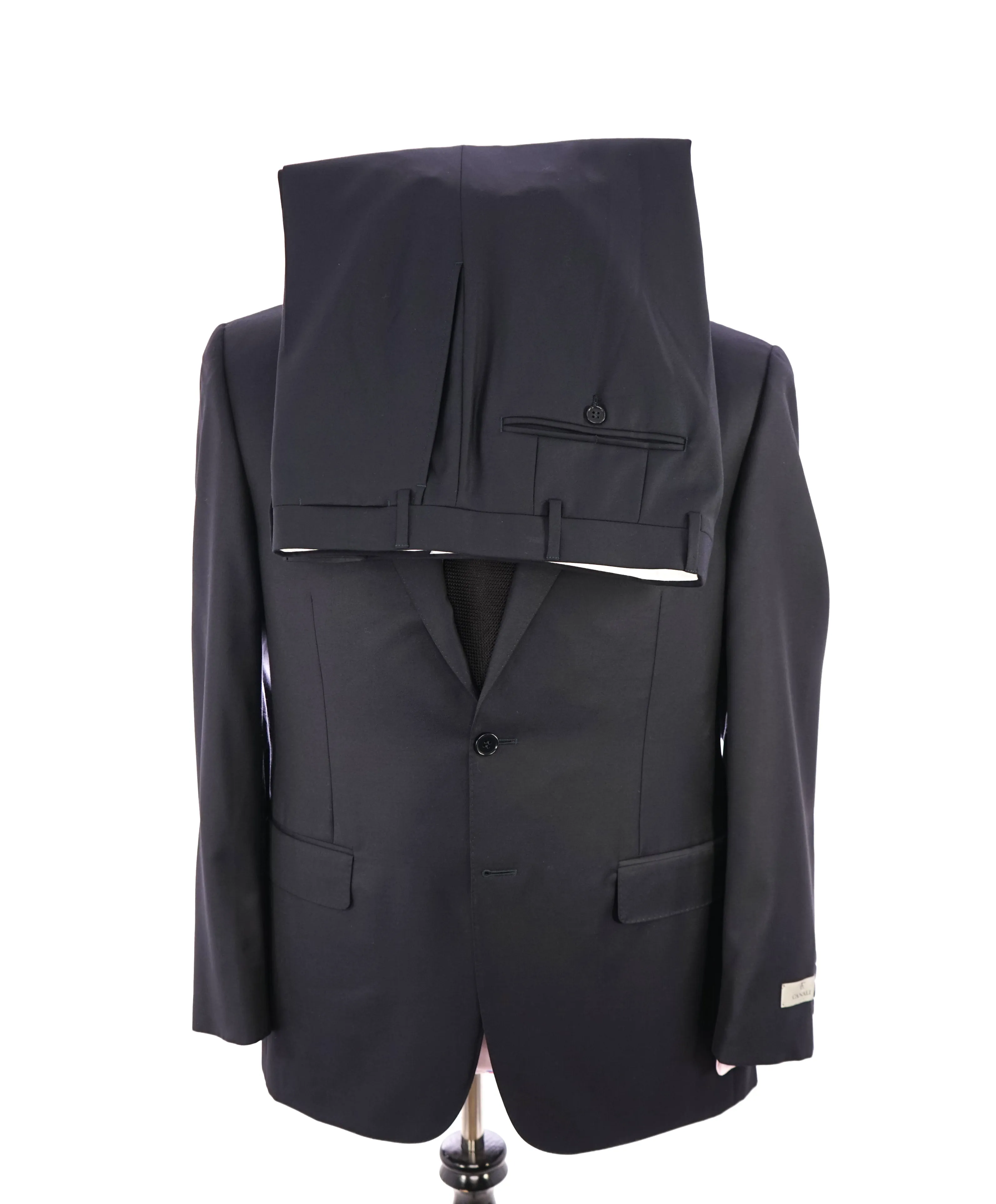 CANALI - *CLOSET STAPLE*  Solid Navy Blue Notch Lapel Suit - 40R