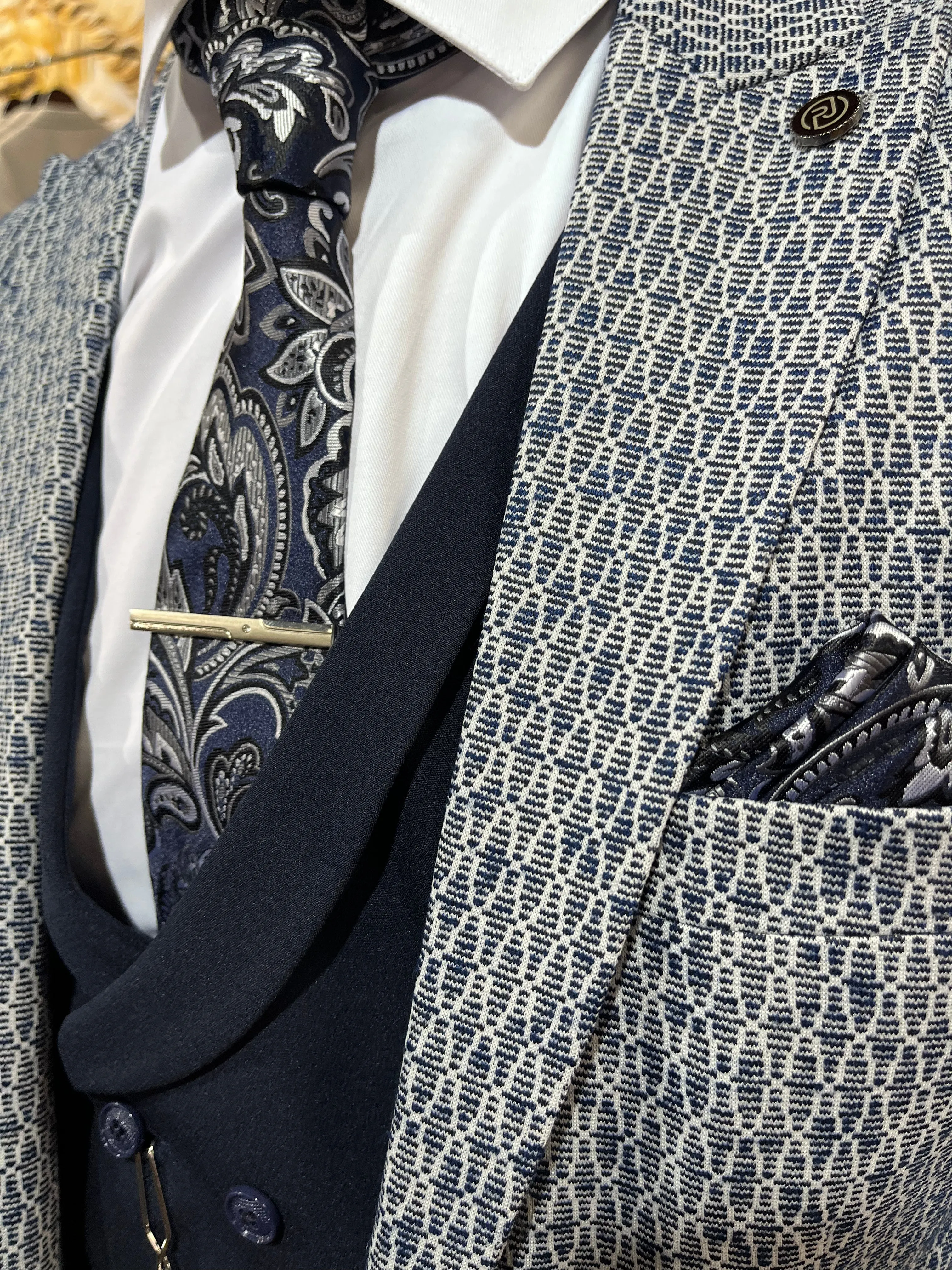 Cantona - Navy 3 Piece Suit