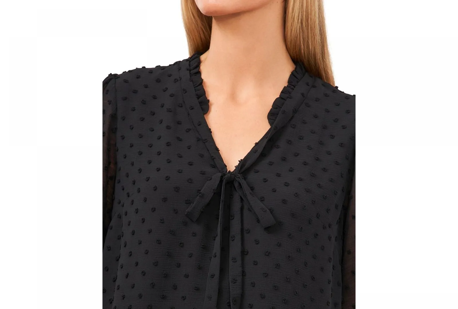 Cece Womnes Bow-Front Textured Blouse 7061089