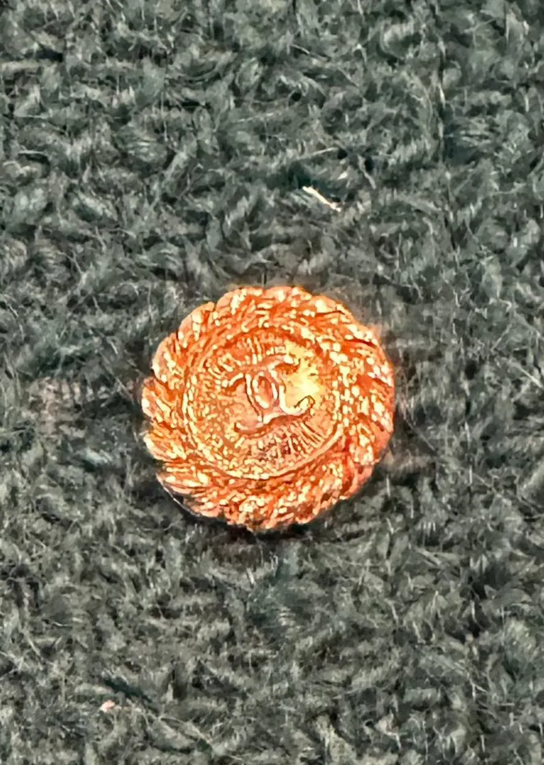 Chanel 90s Kelly Green Double-Breasted Nubby Wool Jacket with Logo Buttons