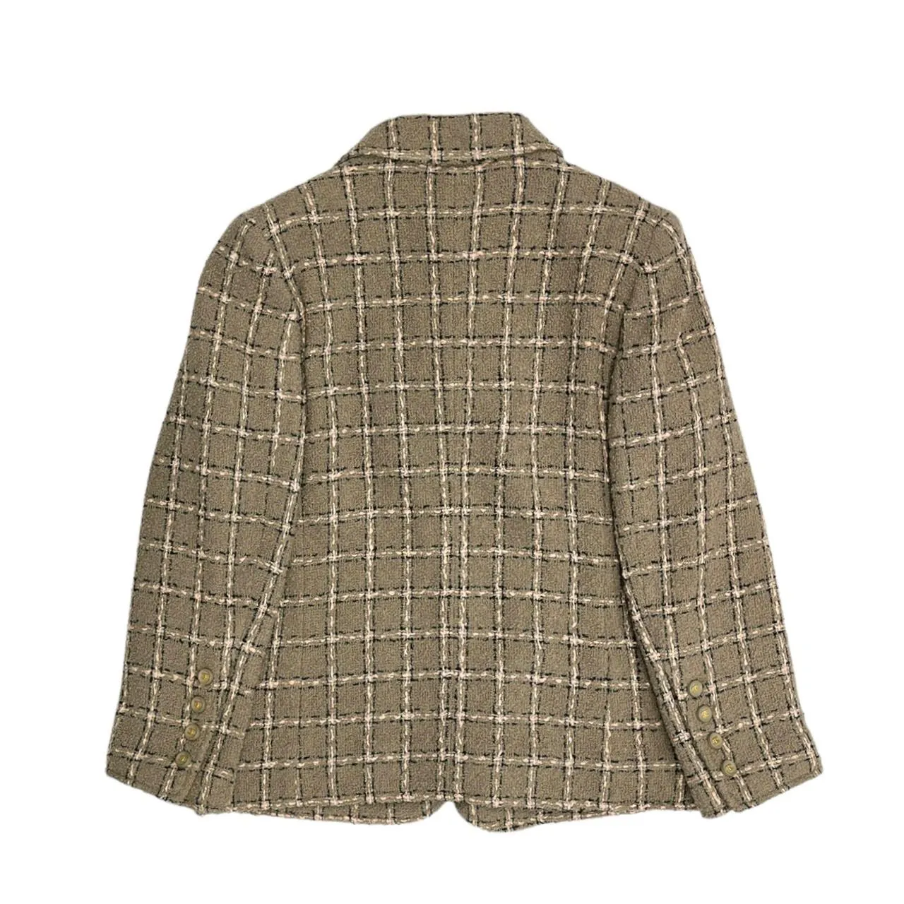 Chanel Tan Plaid Wool Blazer